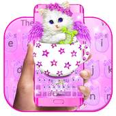 Lovely Pink Kitty Cat Keyboard Theme 10001003