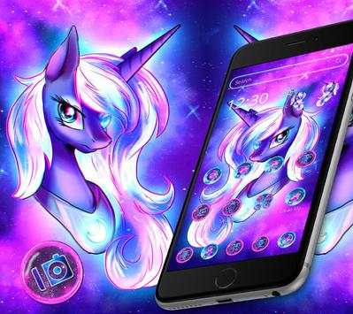 Cartoon Purple Galaxy Unicorn Theme screenshot 3