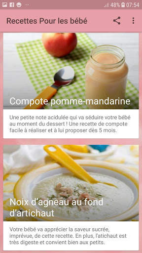 Recettes Pour Bébé Offline screenshot 1