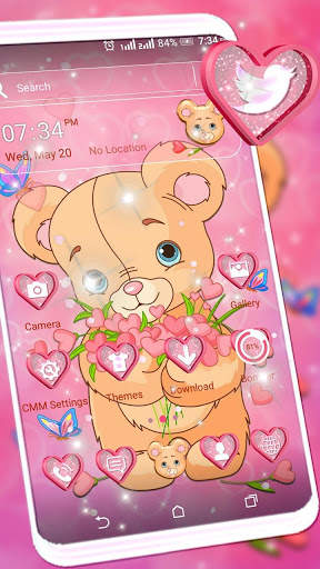 Teddy Bear Pink Launcher Theme screenshot 1