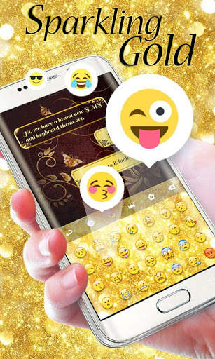 Sparkling Gold GO Keyboard Theme 3 تصوير الشاشة