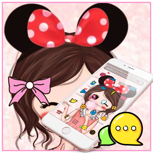 Pink Cute Girl Red Bowknot Theme icon