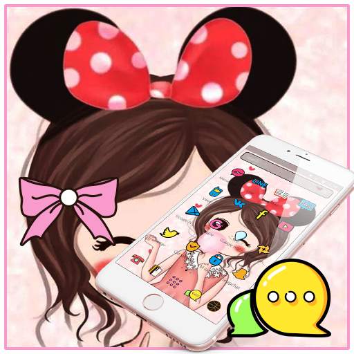 Pink Cute Girl Red Bowknot Theme 1.1.3