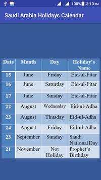 Saudi Arabia Holiday Calendar screenshot 2