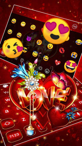 Valentines Red Love Heart Gravity Keyboard screenshot 3