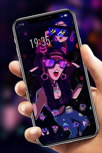 Dark Colorful Neon Club Songstress redmi 6A Theme screenshot 3