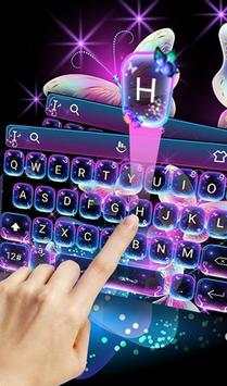 Glitter Neon Purple Butterfly Keyboard Theme screenshot 2