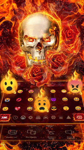 Burning Fire Rose Skull Keyboard Theme screenshot 3