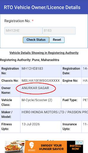 RTO Vehicle Owner/Licence Details screenshot 3