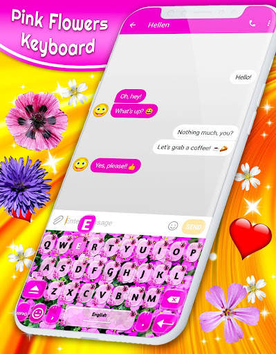Pink Flowers Keyboard 🌺 Spring Girly Theme screenshot 2