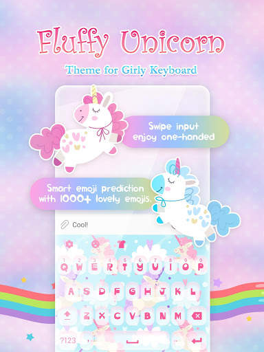 Fluffy Unicorn Keyboard Theme for Girls screenshot 1