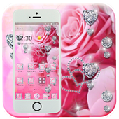 Beautiful Pink Rose Diamond Theme icon