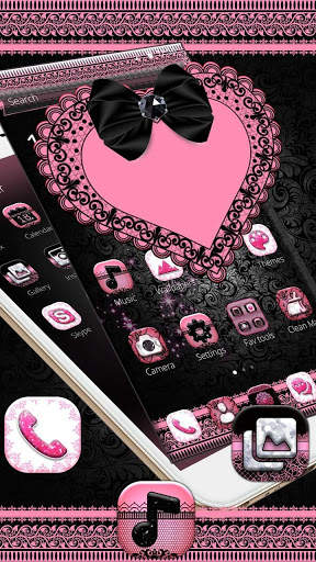 Pink Heart Lace Theme screenshot 3