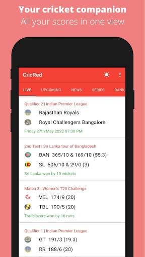 CricRed - Live Cricket Score screenshot 1