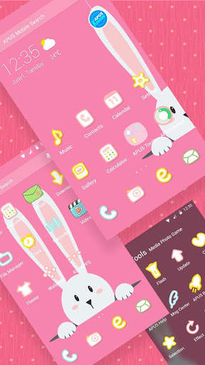 Kawaii Rabbit APUS Launcher theme for free screenshot 2