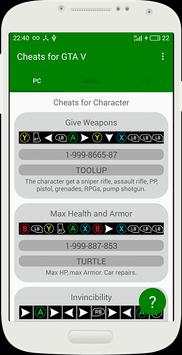 Cheats for GTA V - Unofficial screenshot 1