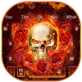 Brennendes Feuer Rose Skull Keyboard Theme icon