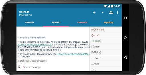 AndroIRC screenshot 3