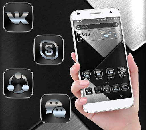 Black Silver Launcher Theme screenshot 3