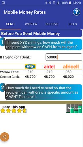 Mobile Money Rates Calculator screenshot 4