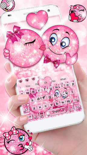 Pink Glitter Love Emoji Keyboard screenshot 2