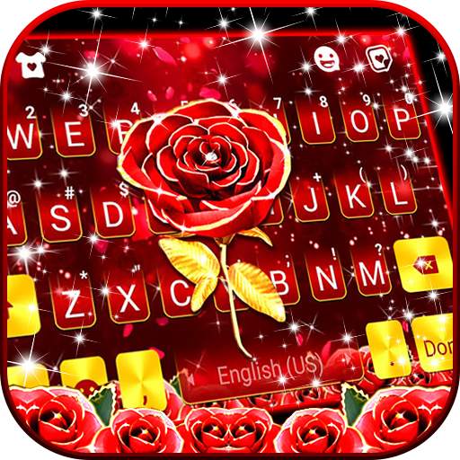 Red Lux Rose Keyboard Background 2.3