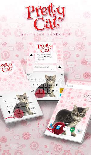Pretty Cat Animated Keyboard   Live Wallpaper screenshot 1
