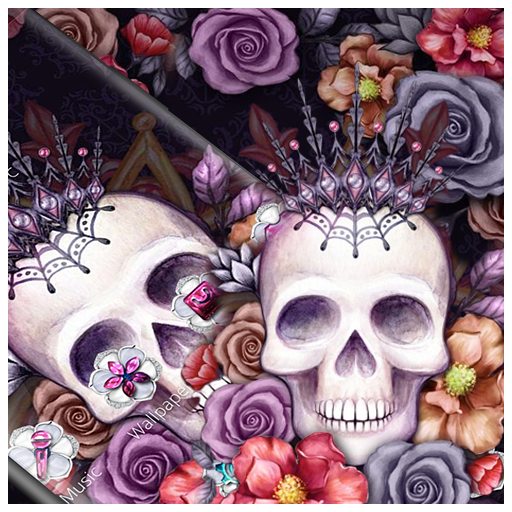 ikon Colorful Flower Skull Fancy Theme