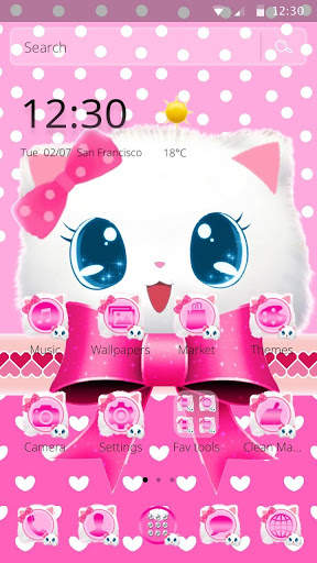 Cute Fluffy Kitten Pink Bow Theme screenshot 7