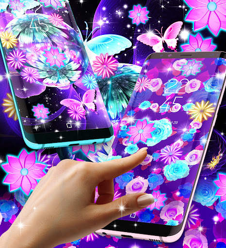 Neon flowers live wallpaper screenshot 3