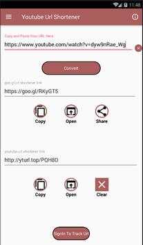 Youtube URL Shortener - Google - Goo.gl and custom screenshot 2