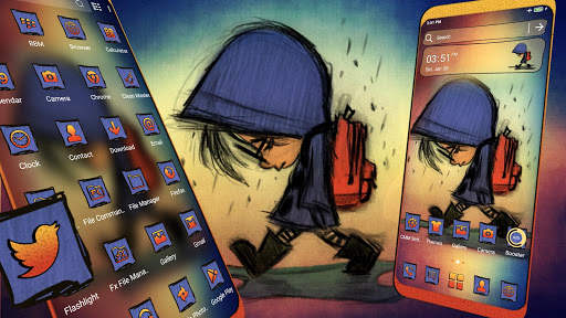 Sad Boy Sketch Launcher Theme screenshot 1