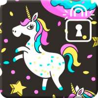Unicorn Cute Pink Girly Black Theme Screen Lock logo