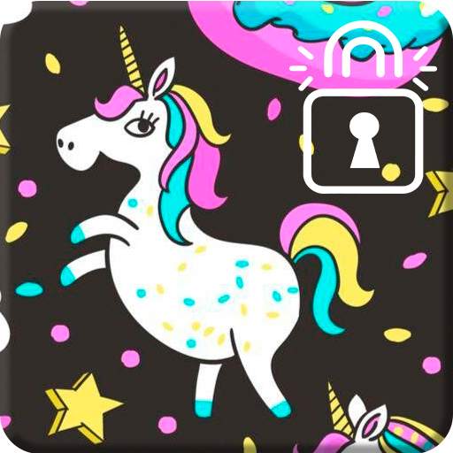 Unicorn Cute Pink Girly Black Theme Screen Lock 2.0