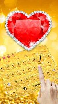 Shiny beautiful love diamond gold keyboard theme screenshot 2