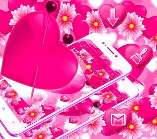 Pink Heart Flower Theme screenshot 3