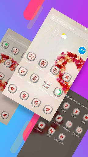 Red romantic love flower -APUS Launcher theme screenshot 2