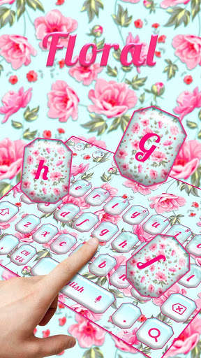 Lovely Pink Floral Flower Keyboard screenshot 2