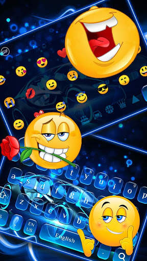 Neon Blue Sports Car Keyboard Theme screenshot 3