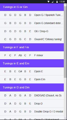 Guitar Open Tuning Reference скриншот 2