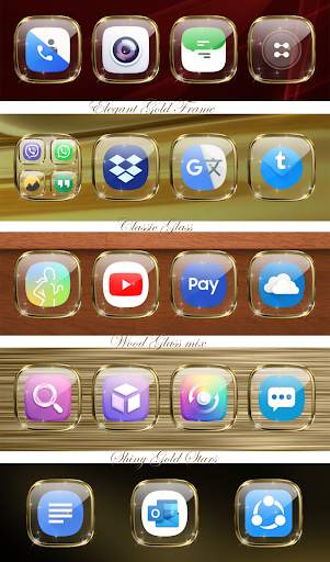 Launcher Theme - Gold Glass Transparent Icons Pack screenshot 1