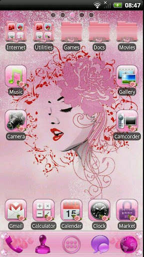 PINK ROSES GO Launcher Theme 1 تصوير الشاشة