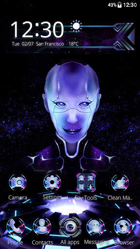 Neon Robotic girl 3D Theme screenshot 4