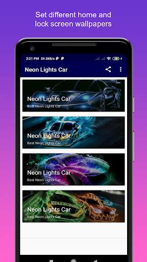 Neon Lights Car Wallpaper HD screenshot 1