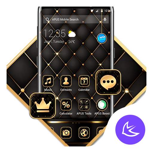 Black golden APUS Launcher theme 83.0.1001