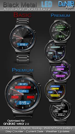 Black Metal LED HD WatchFace Widget Live Wallpaper screenshot 1