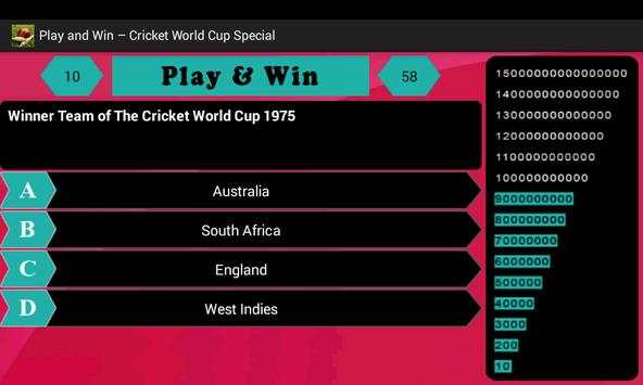 Cricket World Cup : Play & Win screenshot 1