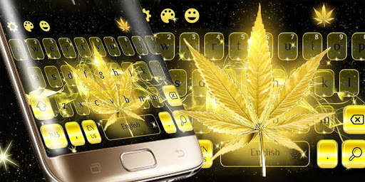 Golden Weed Rasta Shiny Keyboard Theme screenshot 5