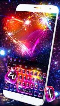 Multi Colour Neon Heart Keyboard Theme screenshot 2