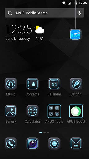 Blue Neon APUS Launcher theme screenshot 1